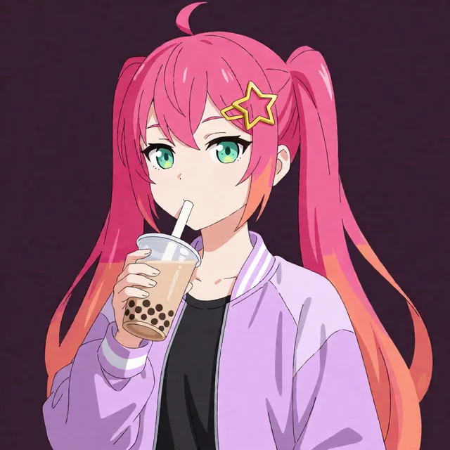 Oneechan sipping tea